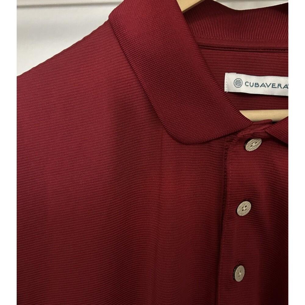 Cubavera Men's XXL Red 100% Polyester Ribbed Knit 3 Button Short Sleeve Polo - Picture 6 of 16